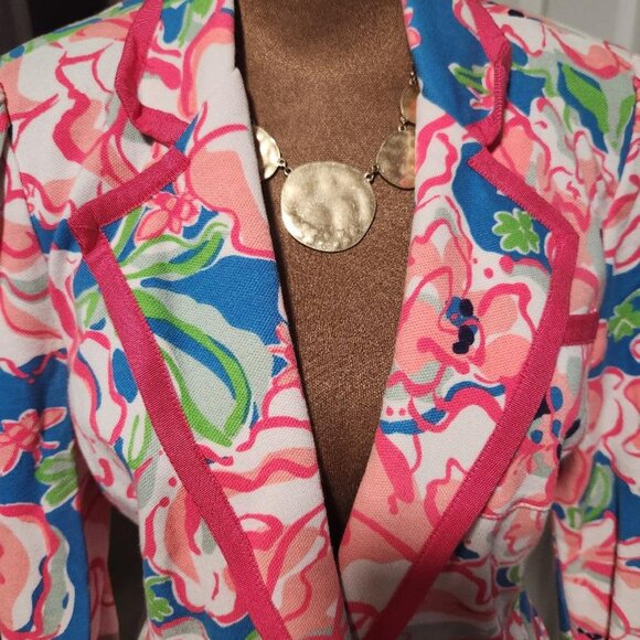 Lilly Pulitzer Malibu Blazer Jacket Lucky Charm Print Sz Lg MSRP$ 198 - Picture 7 of 16